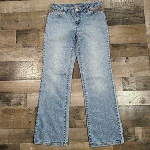 Liz Claiborne Bootcut Jeans Womens 8 Mid-Rise Zip Closure Light Wash Blue Denim